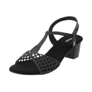 Mochi Women Block Heel Sandal(Black)