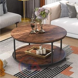 NAMRA ARTS Round Nesting Tables 2 Tier Shelf Coffee Table Multipurpose Center Table Furniture Modern Accent Table Nightstand End Table