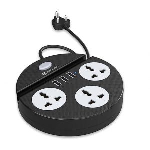 Portronics Power Plate 5 1500W Power Converter with USB Charger & Mobile Holder 3AC Socket