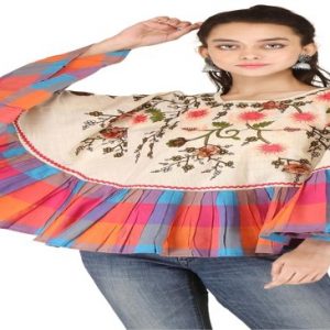 SIRIL Women's Embroidery Work Cotton Flared Top | Navratri kediya Free Size