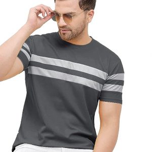 SWADESI STUFF Regular Fit Striped Round Neck Half Sleeve T-Shirt for Men