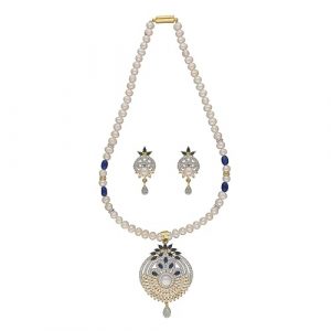 Sri Jagdamba Pearls Dakshita 1 Line Pearl Necklace Set for Women and Girls Necklace to Gift Women & Girls