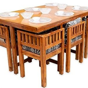 THE WOODEN STORE Perfect Homes Solid Wood 6 Seater Dining Set.