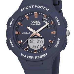 V2A Analog Digital Waterproof Fashion Sports Watch with Backlight Alarm Stopwatch for Women and Girls