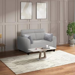 duroflex Zivo Plus Cloudy Grey Fabric Sofa Set, 2 Seater
