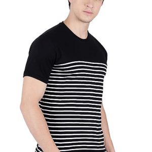 fanideaz Mens Cotton Half Sleeve Striped Round Neck T Shirt