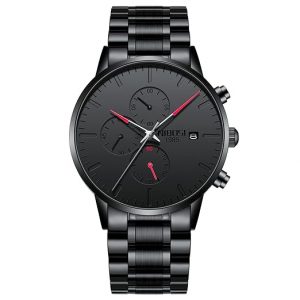 NIBOSI Men's Watches Analog Minimalist Black Dial Watches for Men