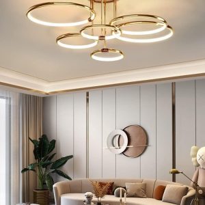CITRA 6 Light Gold Body Modern LED Ring Chandelier for Dining Living Room Lamp - Warm White