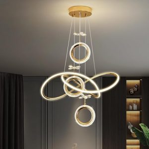CITRA LED Golden 3 Light Rings Pendant Chandelier Light - Warm White